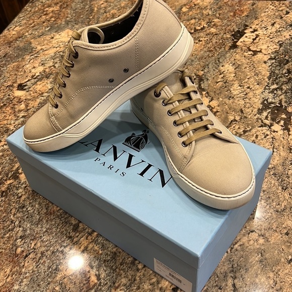 LANVIN OF PARIS TRAINER low top canvas sneakers, beige size 8 - Picture 14 of 14